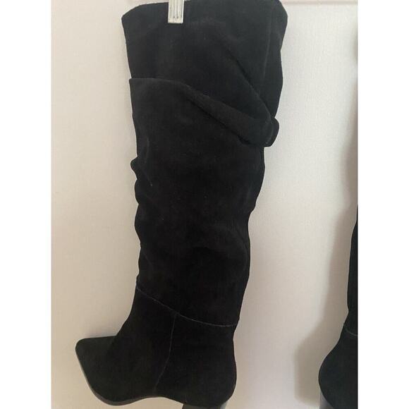 BERNARDO BOOTS BLACK SUEDE Sz 10 TALL KNEE SCRUNCH ANTHROPOLOGIE Ret $368 - Picture 11 of 13
